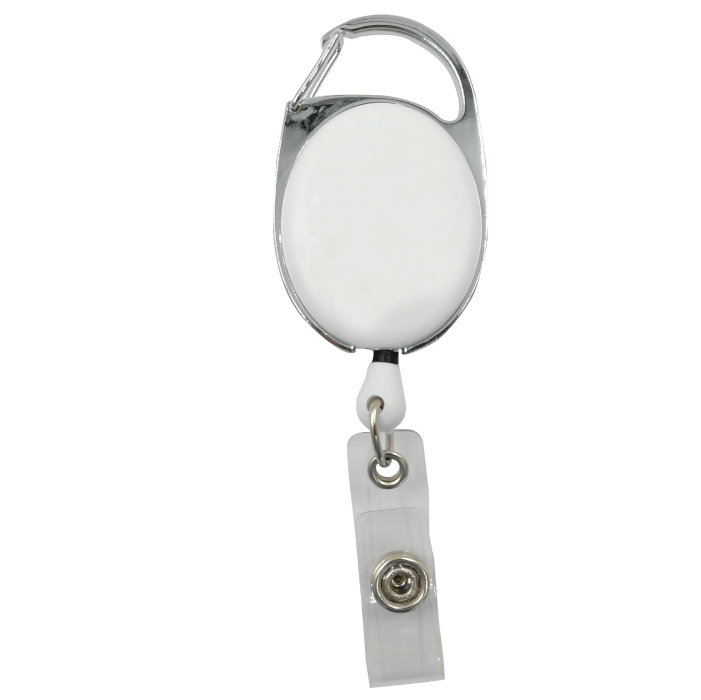 White Plain Carabiner Badge Reels White Plain Carabiner Badge Reels
