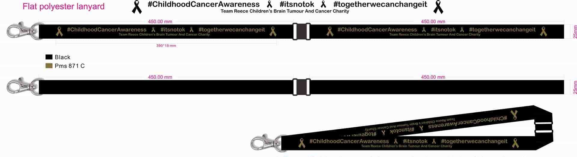 T154-509 (JL 157491) childhood cancer awareness flat polyester lanyard
